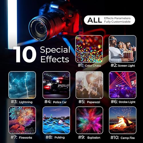 Miniatura 8 de Mettlelite Luz de video LED RGB SPL210C con control de aplicación, panel RGB 360 a todo color, 2800K-8000K, CRITLCI 97+, 10 escenas, iluminación