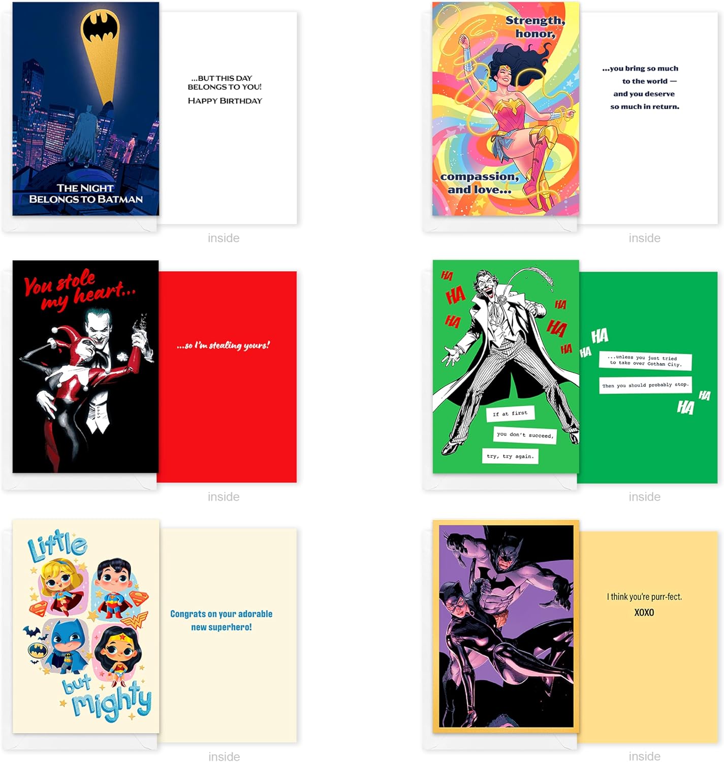 American Greetings 30-Count All Occasions Warner Bros DC Comics Card Pack with Keepsake Box and Envelopes