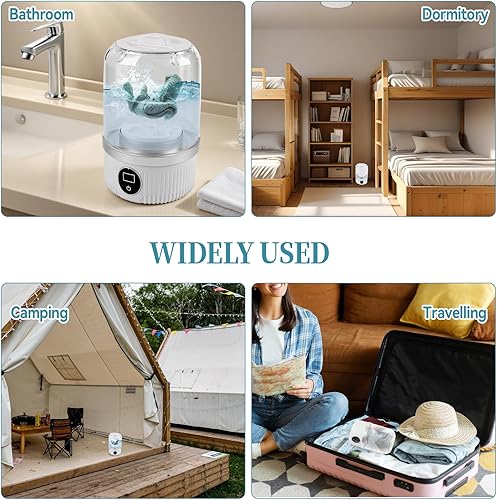 Miniatura 7 de Mini lavadora portátil, lavadora compacta inalámbrica limpia profundamente pequeños artículos de lavandería para pequeñas cargas, calcetines, ropa
