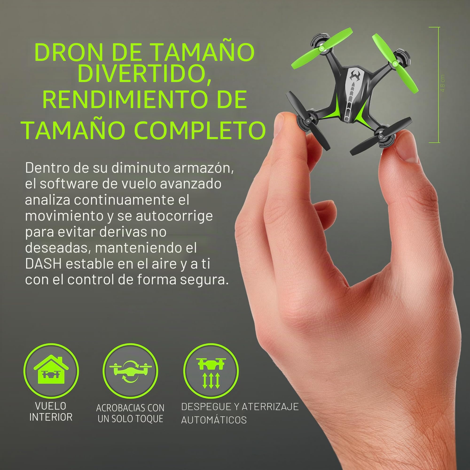 Sky Viper Dash Nano Drone negro/verde, 2 x 2 x 0.75 pulgadas