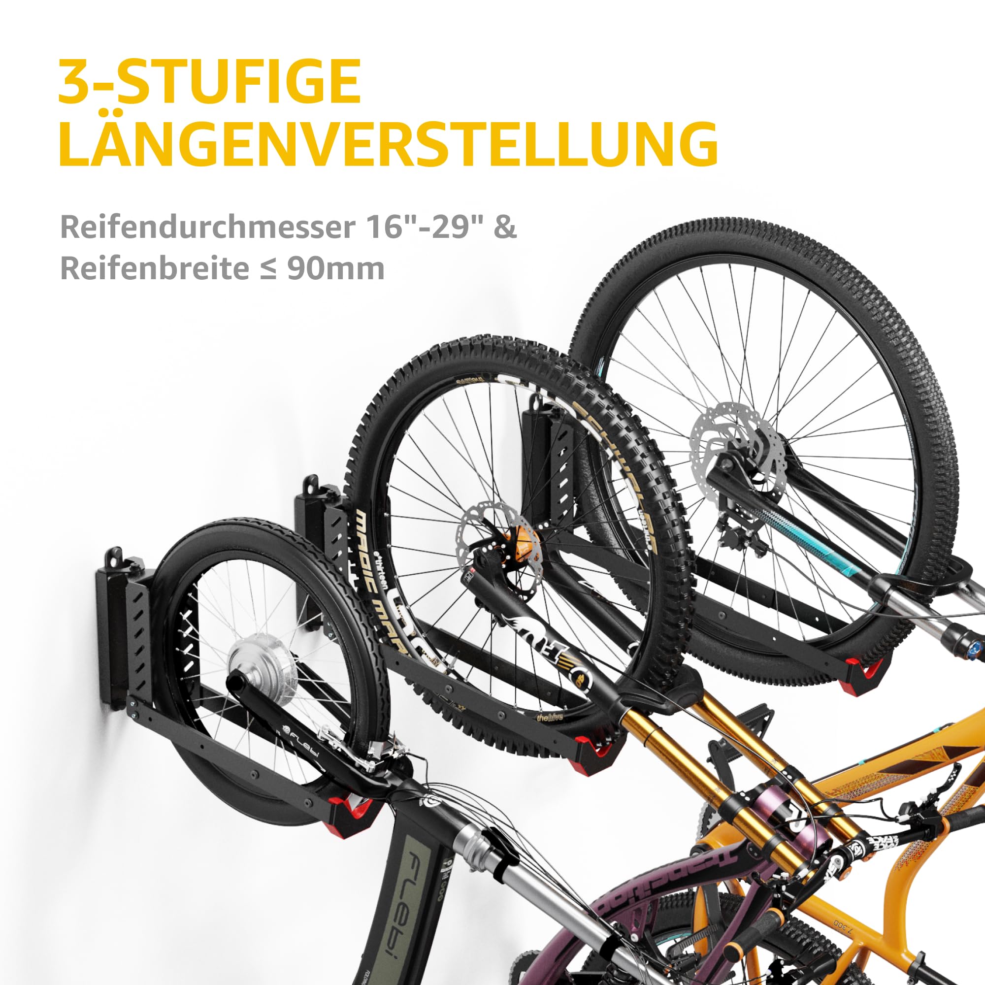 monTEK Schwenkbare Fahrrad Wandhalterung, Fahrradhalterung Wand ohne schweres Heben, platzsparender Fahrradständer für die Garage, einfaches Einhängen und Aushängen, kann bis zu 35 kg halten
