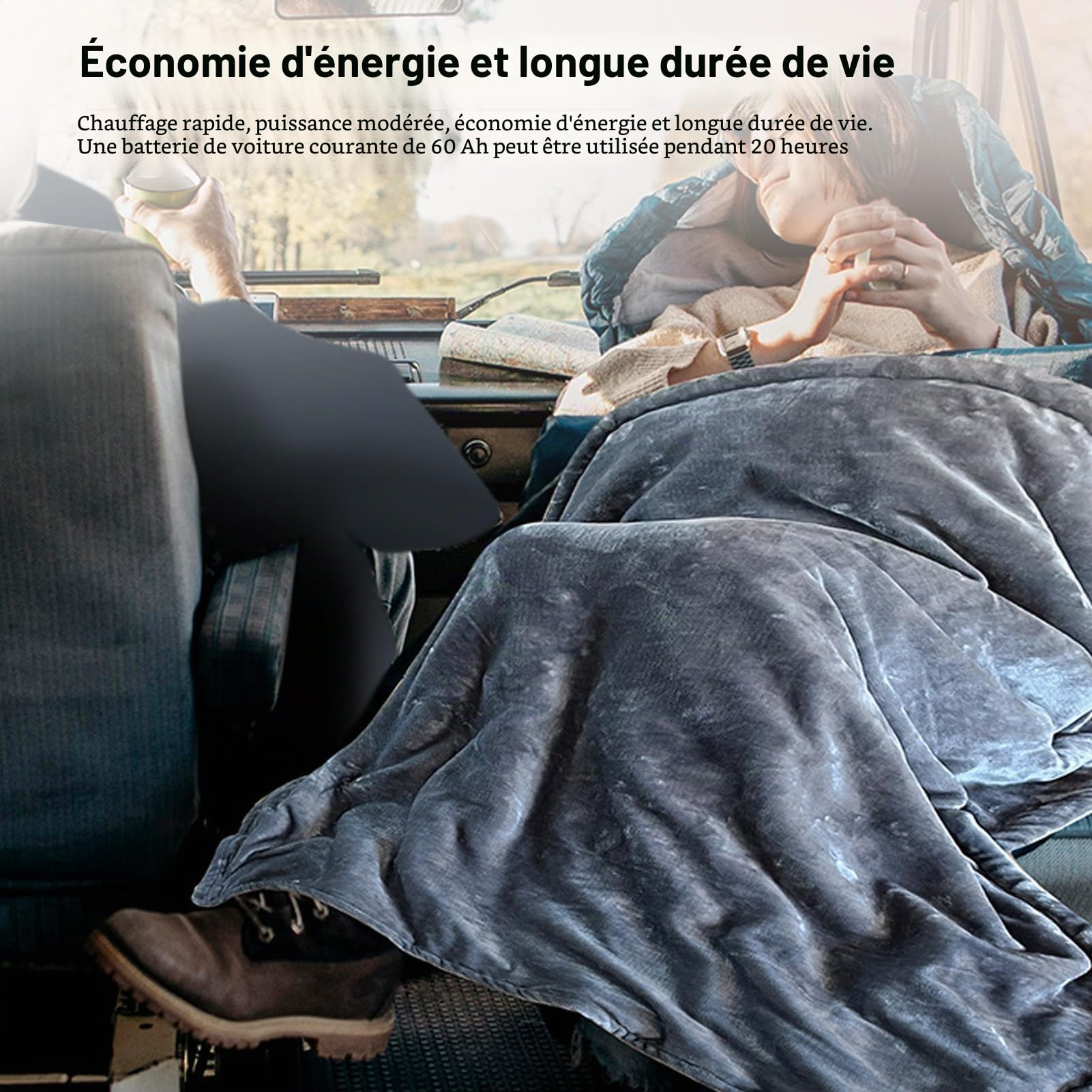 Couverture Chauffante 12 V, Couverture Chauffante pour Voiture, Couverture électrique de Voiture Respirante à Chauffage Rapide en Flanelle Douce et Chaude pour Le Camping, 100 X