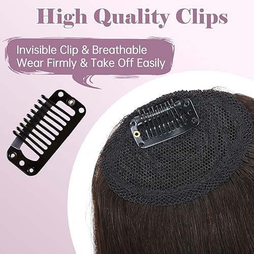 Vista 40 de Clip in Bang - Topper de cabello humano con flequillo de aire Wispy para mujer, extensiones de cabello con flequillo para uso diario, cubierta