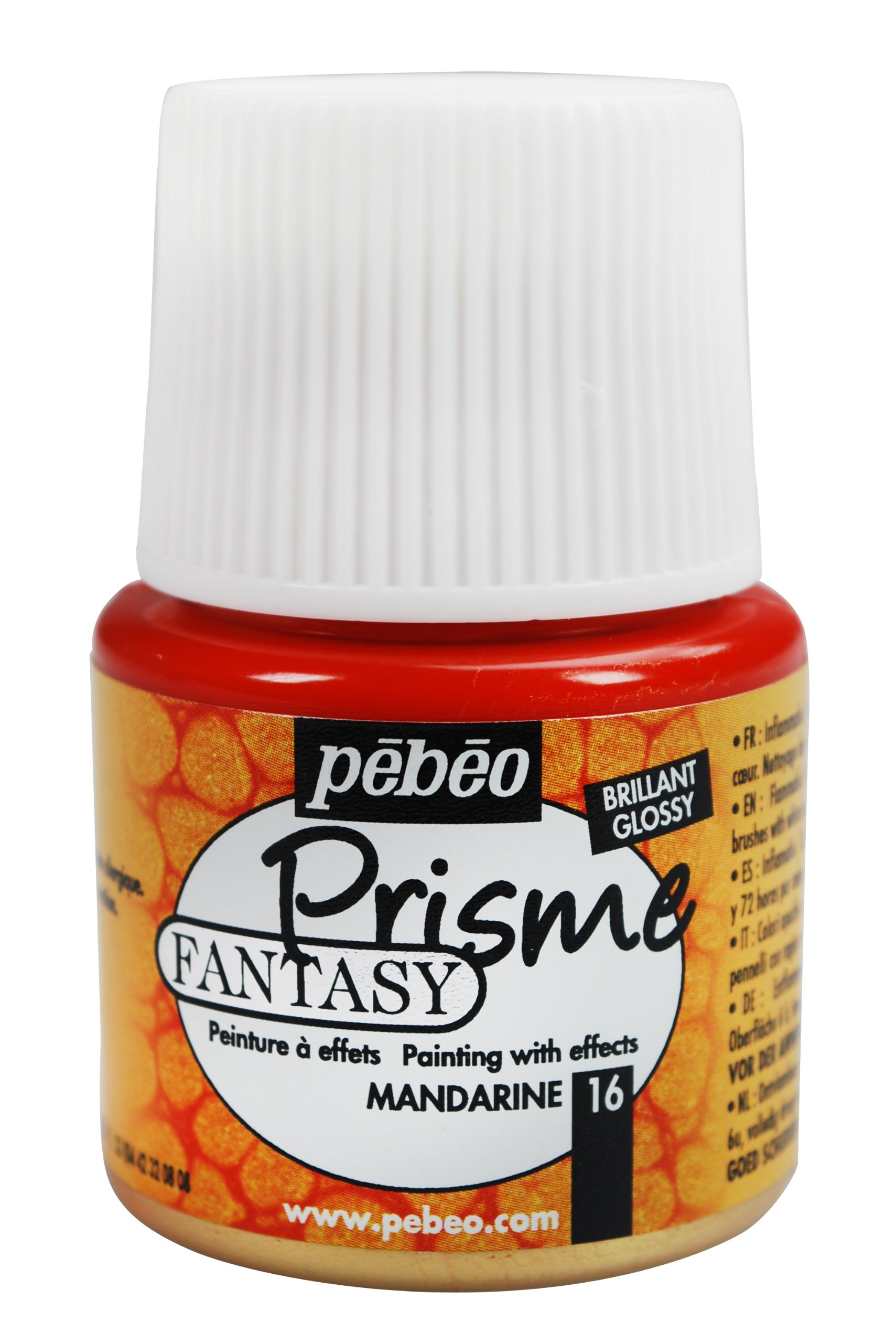 PEBEO Fantasy Prisme, Pearlescent Multi-Surface Oil-Based Paint with Honeycomb Finish, Premium Art Supplies, Mandarin