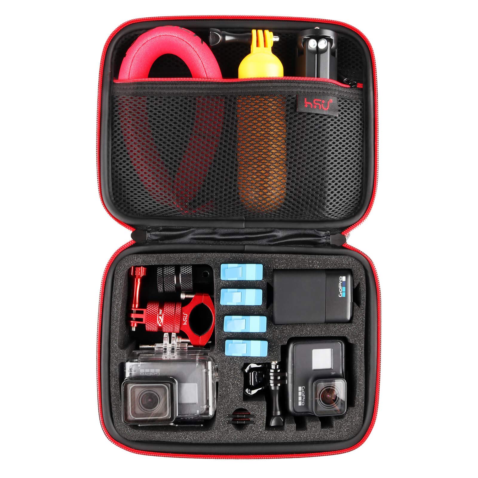 HSU Carrying Case for GoPro, Portable Surface-Waterproof Travel Case Storage Bag for Hero 13/12/11/10/9/8/7/6/5/4/3 Action Cameras and Accessories (Middle)