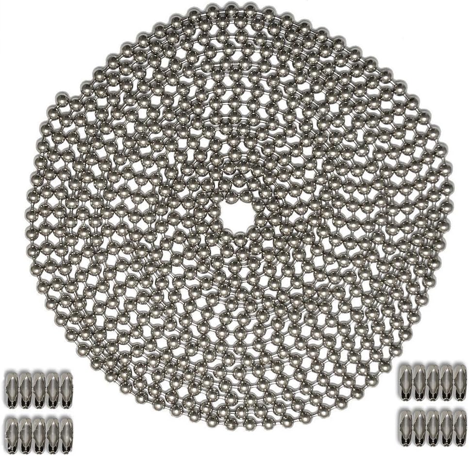 Okones 26 Foot Length,10mm Bead Diameter,Ball Chain,304 Stainless Steel,with 20pcs Matching 'B' Couplings (10.0mm Diameter, Ball Chain)