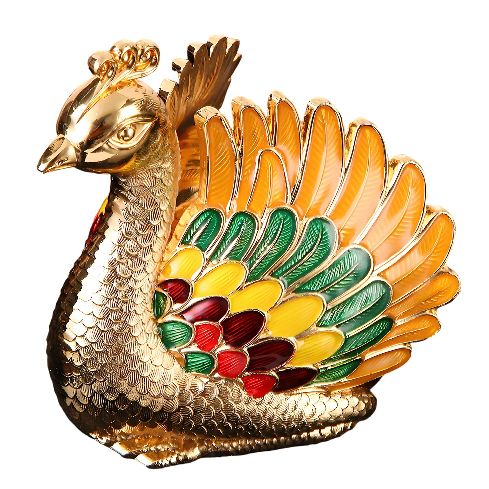 WEILWH Decorative Metal Peafowl Ashtray Windproof Ashes Holder with Lid for Home Offices and Garden Decoration Housewarming Gift Windproof Ashtray