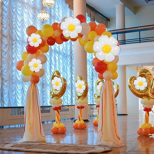 Miniatura 7 de Sotiff 21 globos de flores de margaritas blancas Groovy Flower Daisy Decoraciones de fiesta Retro Hippie Boho Girl Party Decor