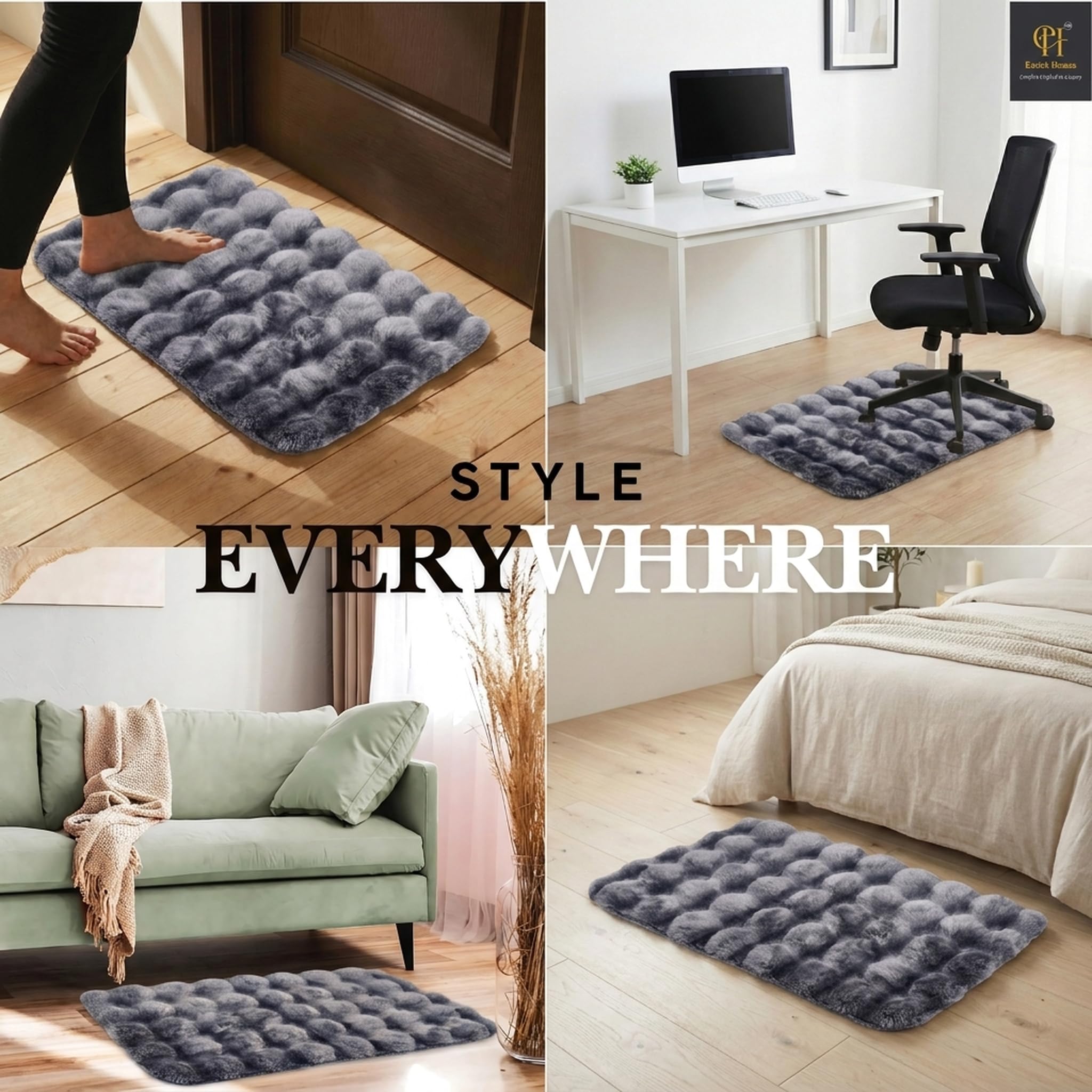 Grey Faux Fur Rug - Soft & Cozy Home Decor -3