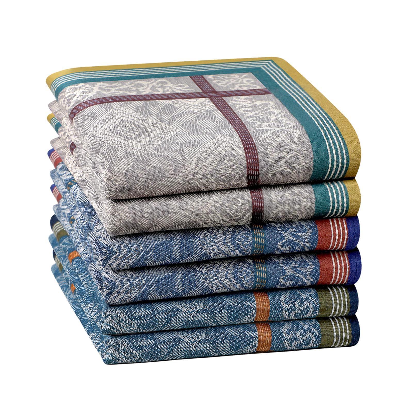Houlife Men's Multicolour-6Pcs 100% Cotton ’S Stripe Soft Checkered Pattern Handkerchiefs Vintage Assorted Hankies 3 Pieces 17X17” (, 17 * 17"/43 * 43Cm)