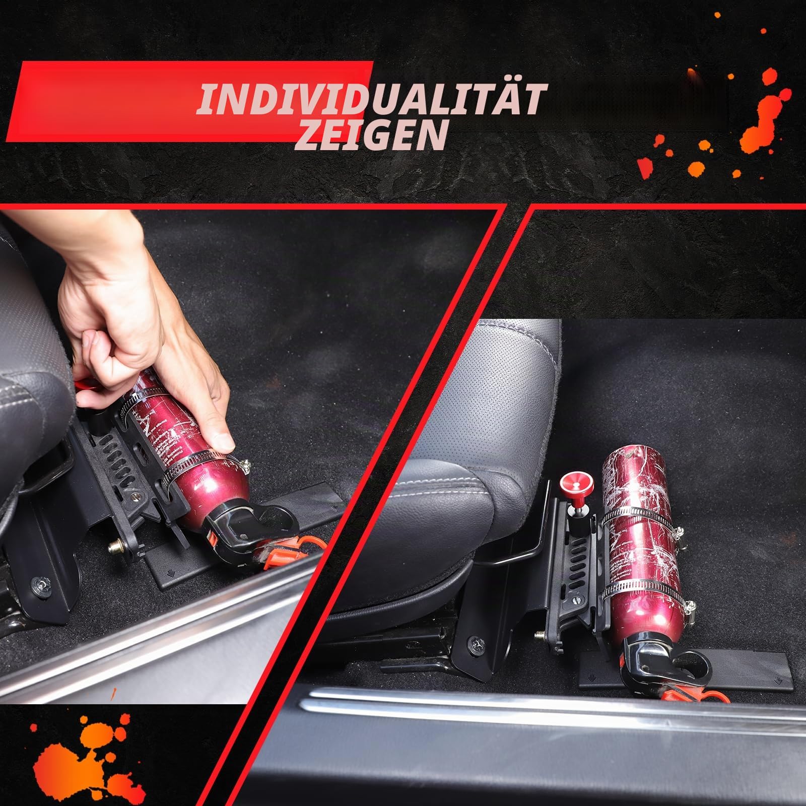 PIUGILH Autositz Feuerlöscher-Halterung Geeignet für Mazda MX-5 2016-2024，Verstellbare Aluminium Feuerlöscher-Halterung für Mazda MX-5 Zubehör,Autozubehör Innenraum