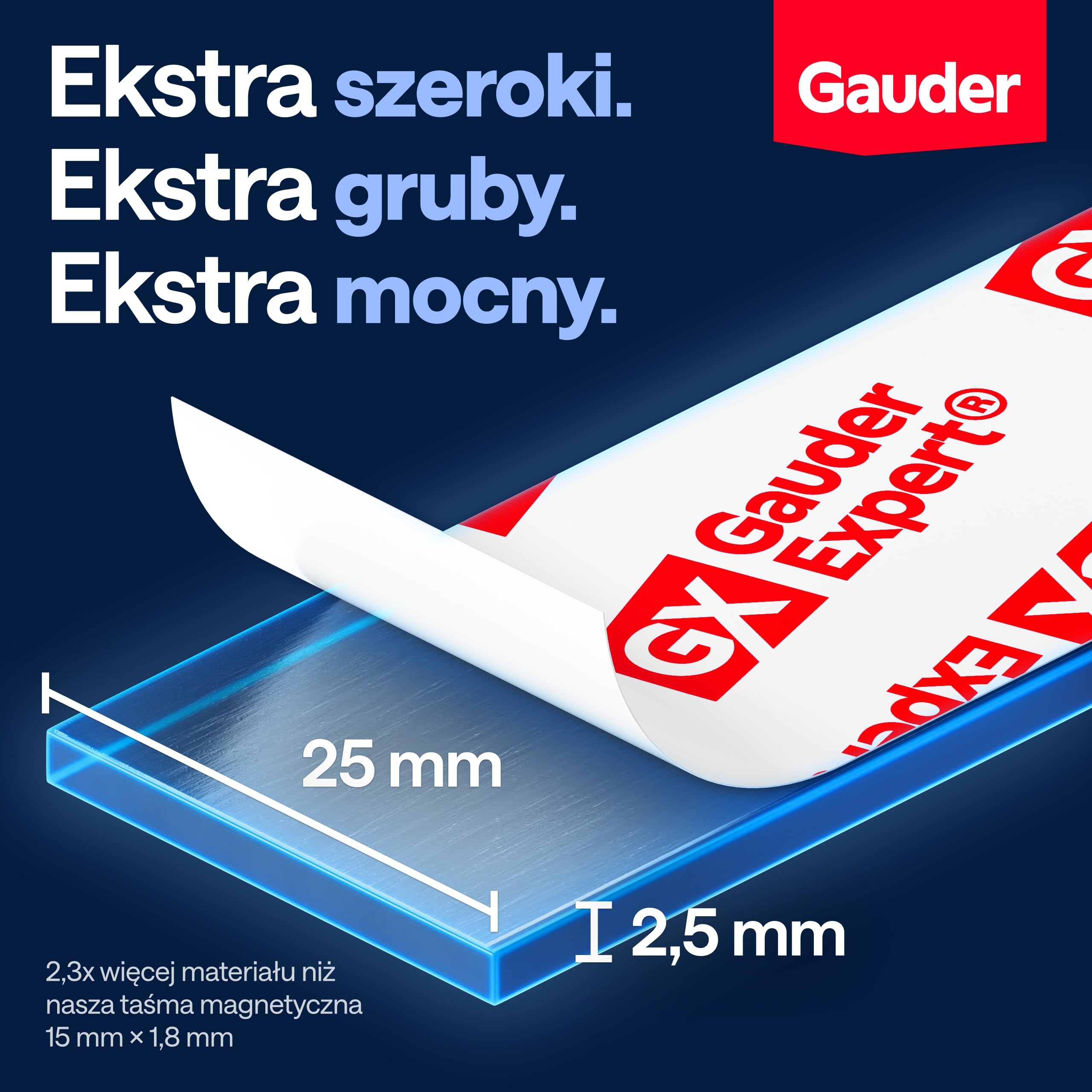 GAUDER Taśma magnetyczna samoprzylepna mocna - Pasek magnetyczny mocny - Przycinalna taśma magnetyczna ekstra mocna - Taśma magnetyczna ekstra mocna - Magnes taśma (6 m x 25 mm)