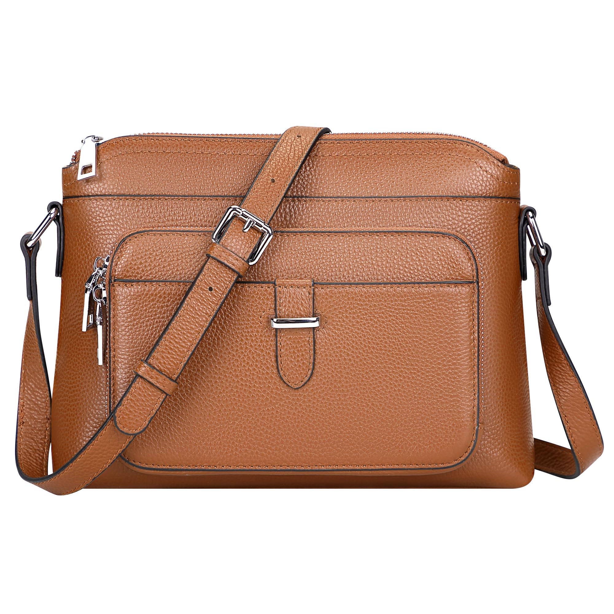 Over Earth Genuine Leather Crossbody Bags for Women Small Ladies Handbags and Purses with Card Slots(O205E Brown New)