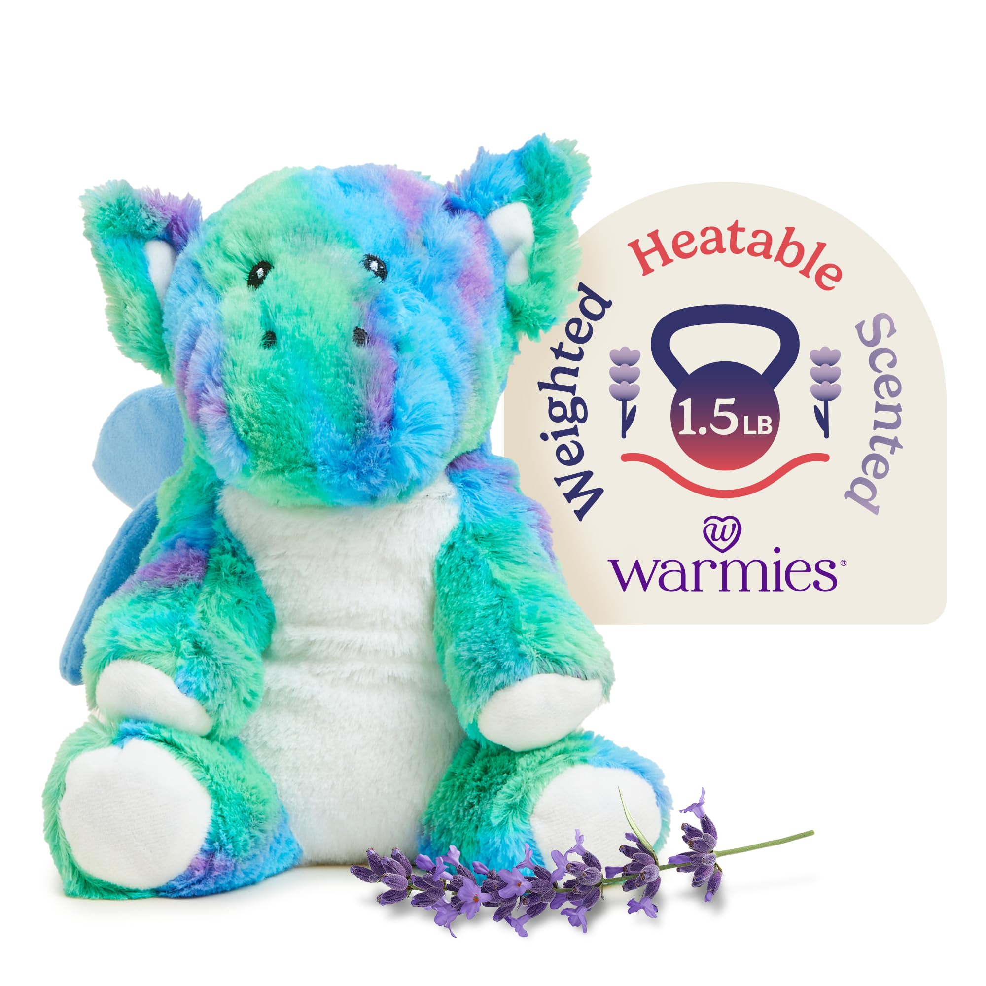 warmiesMicrowavable & Weighted Stuffed Animals, Baby Dragon - Heated Stuffed Animal Plushie for Warmth & Comfort - Cute Soft Plush Toys for Adults & Children (Boys, Girls, Babies & Toddlers)