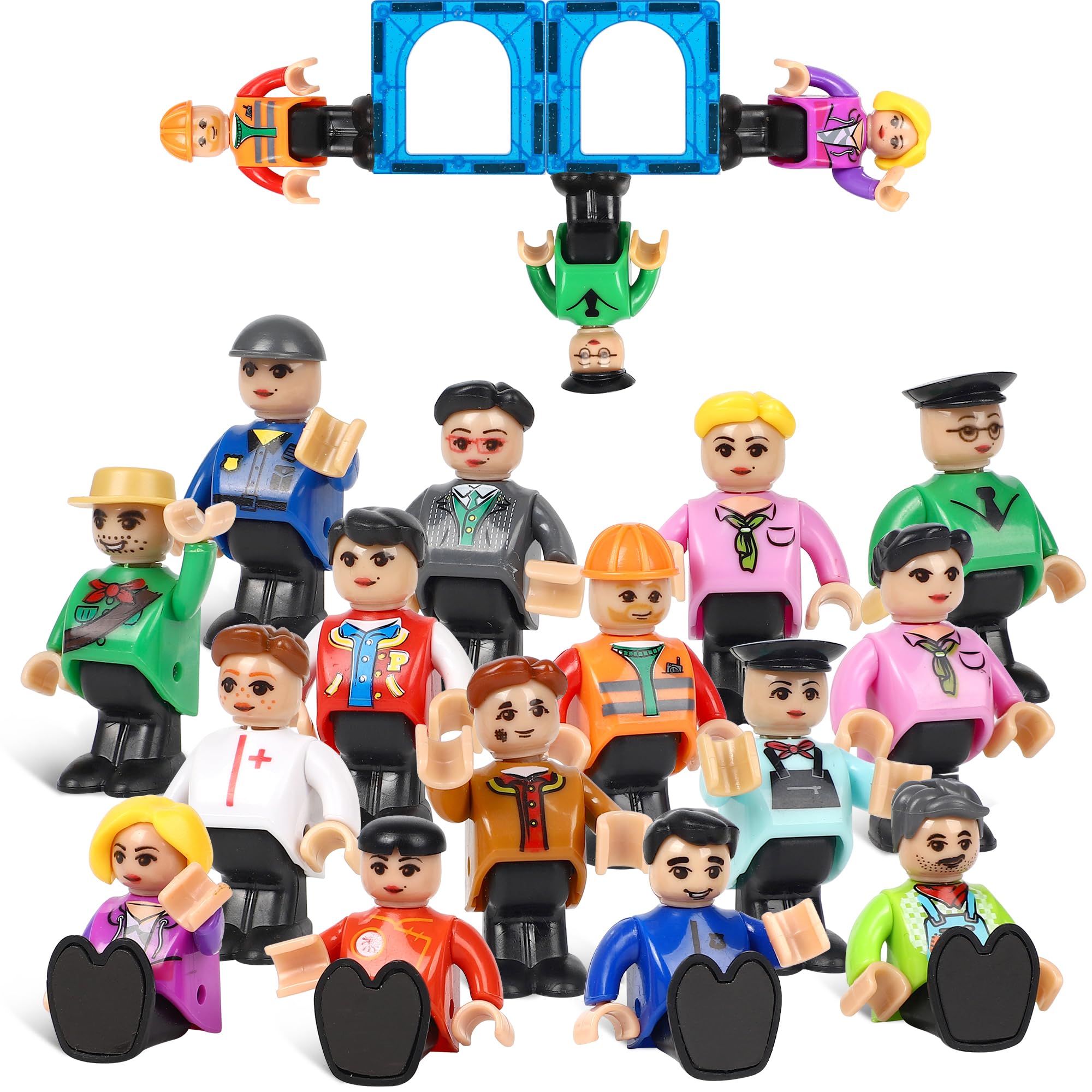 15 Pieces Magnetic People Figures for Kids, Magnet Play People Perfect for Magnetic Tiles Building Blocks STEM Learning Magnet Toys for Boys Girls Ages 3 4 5 6 7+ Years Birthday Gifts(Styles May Vary)