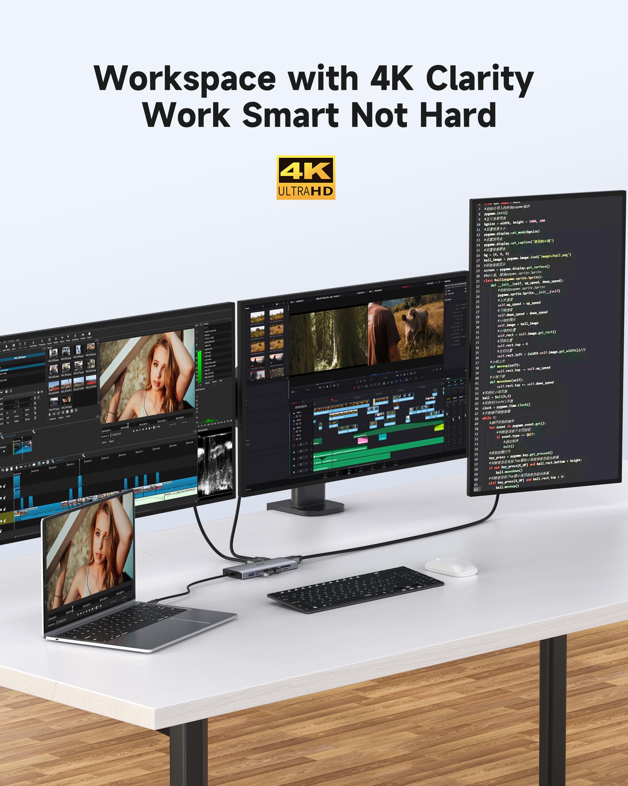 Amazon | USB Cドッキングステーション 3モニター 4K@60Hz、14