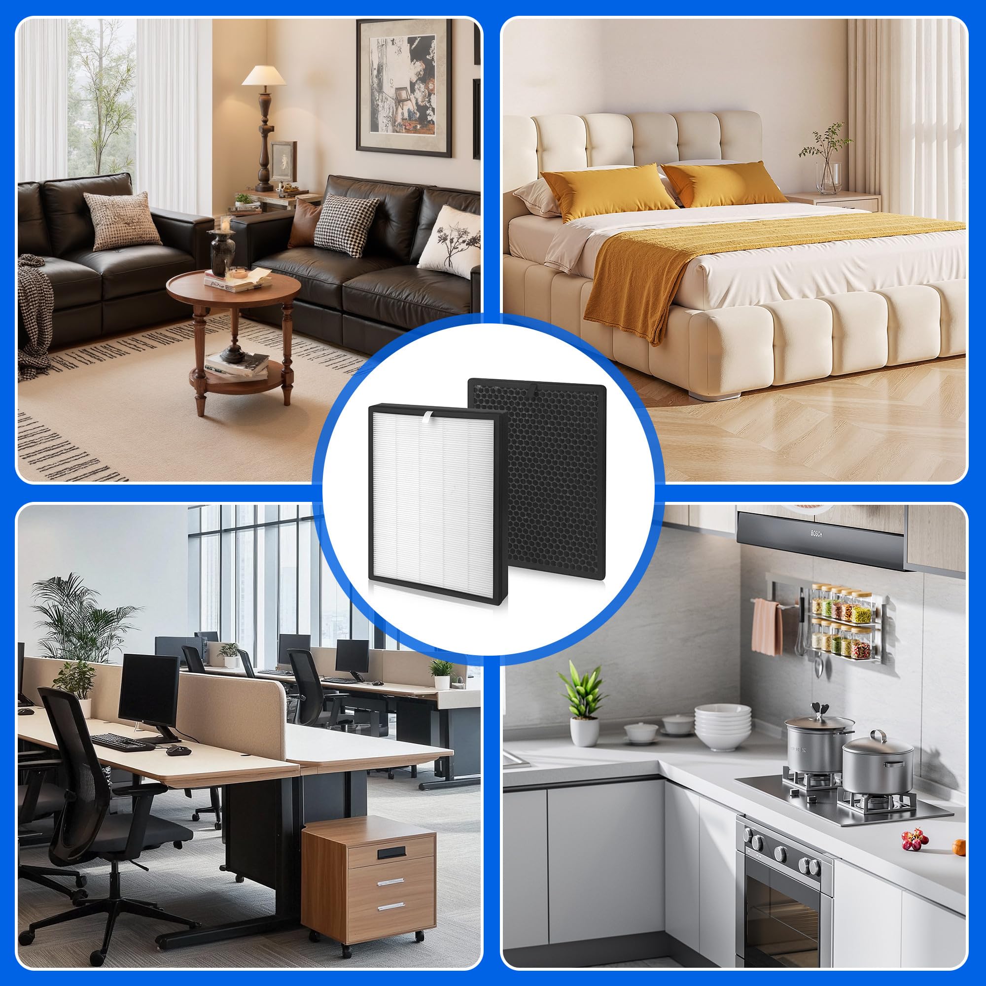 2 pezzi Sostituzione per FY2420/30 e FY2422/30 per Purificatore D Aria di Philips, Compatibile con AC2882 AC2887 AC2889 AC3829 Serie 2000 e 3000,Set con 1 Filtro HEPA e Filtro a Carbone Attivo Premium