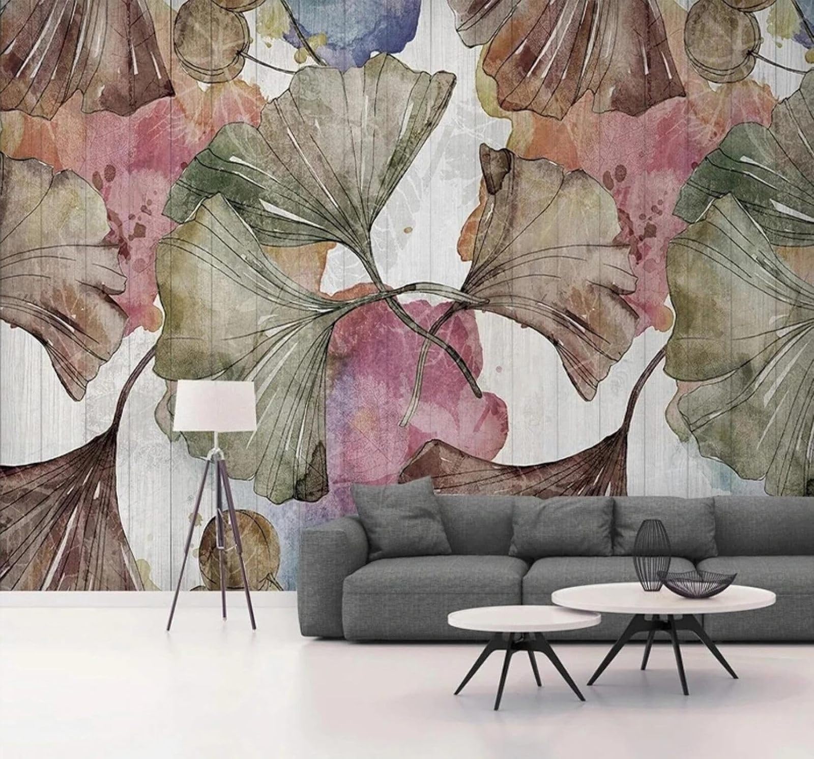 XLMING Retro Hand Drawn Colourful Plants Leaves 3D Wallpaper Luxury Home Dining Decor Paste Sofa Living Room The Wall for Bedroom Mural-400cm×280cm
