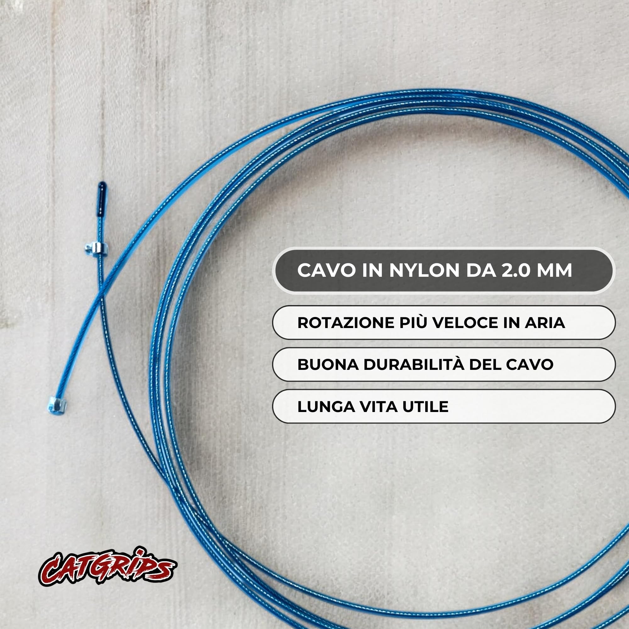 CATGRIPS Cavo di Ricambio per Corda da Salto 2.0mm Acciaio Rivestito Flessibile Anti-Attorcigliamento