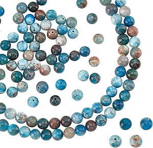 Perles De Pierre Naturelle Apatite Bleue - 10 Boules 6mm - 7427039727662