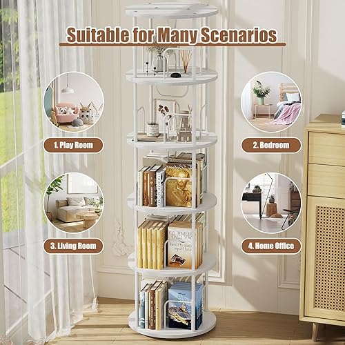 Miniatura 30 de Estantería giratoria de 5 niveles, torre giratoria apilable de 360 °, estantería giratoria de pie estrecha que ahorra espacio, estantería giratoria