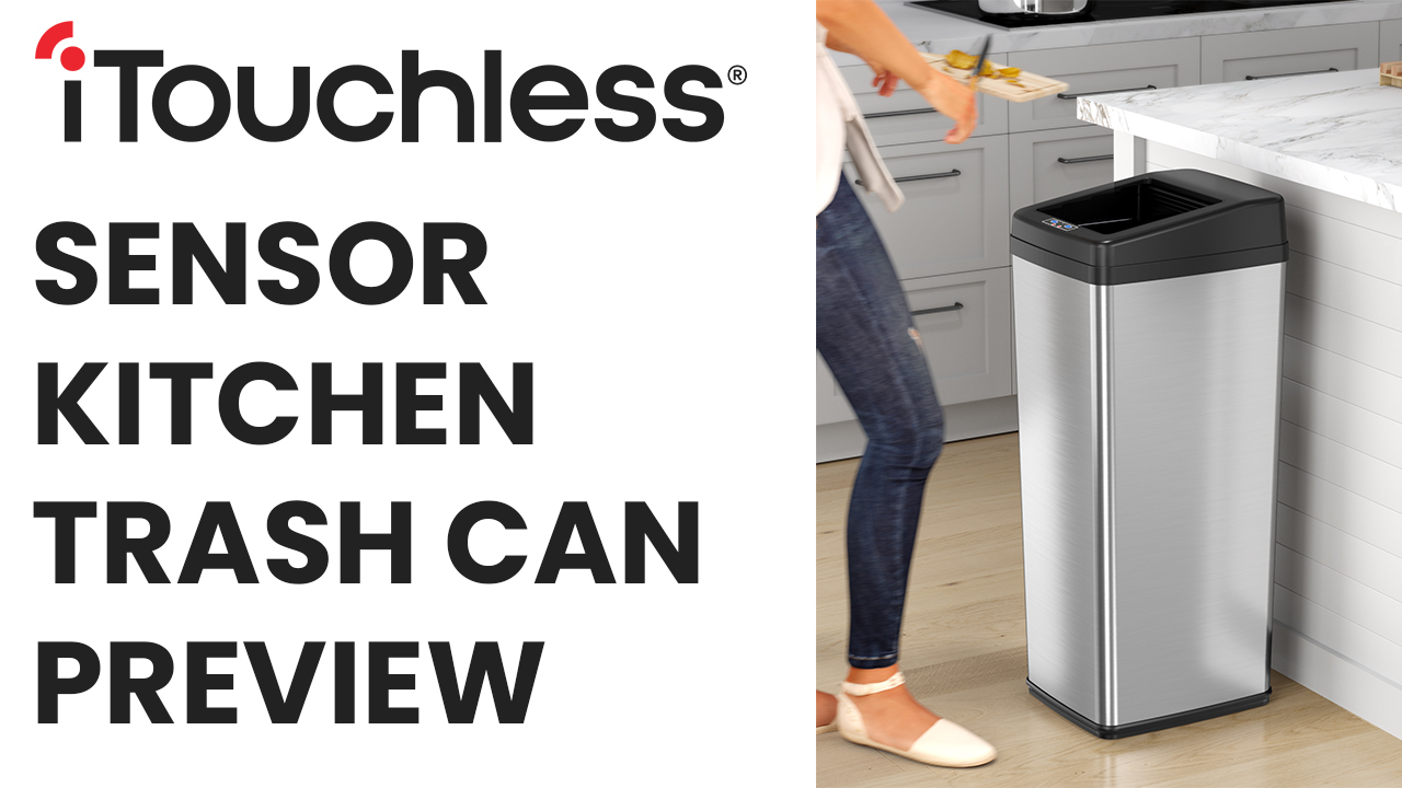 Image of iTouchless 14 Gallon Slide Open Lid Kitchen Trash Can with, Motion Sensor Stainless Steel Rectangular Trashcan for Home Office Work Bedroom Living Room Garage Large Capacity Slim Wastebasket, Silver