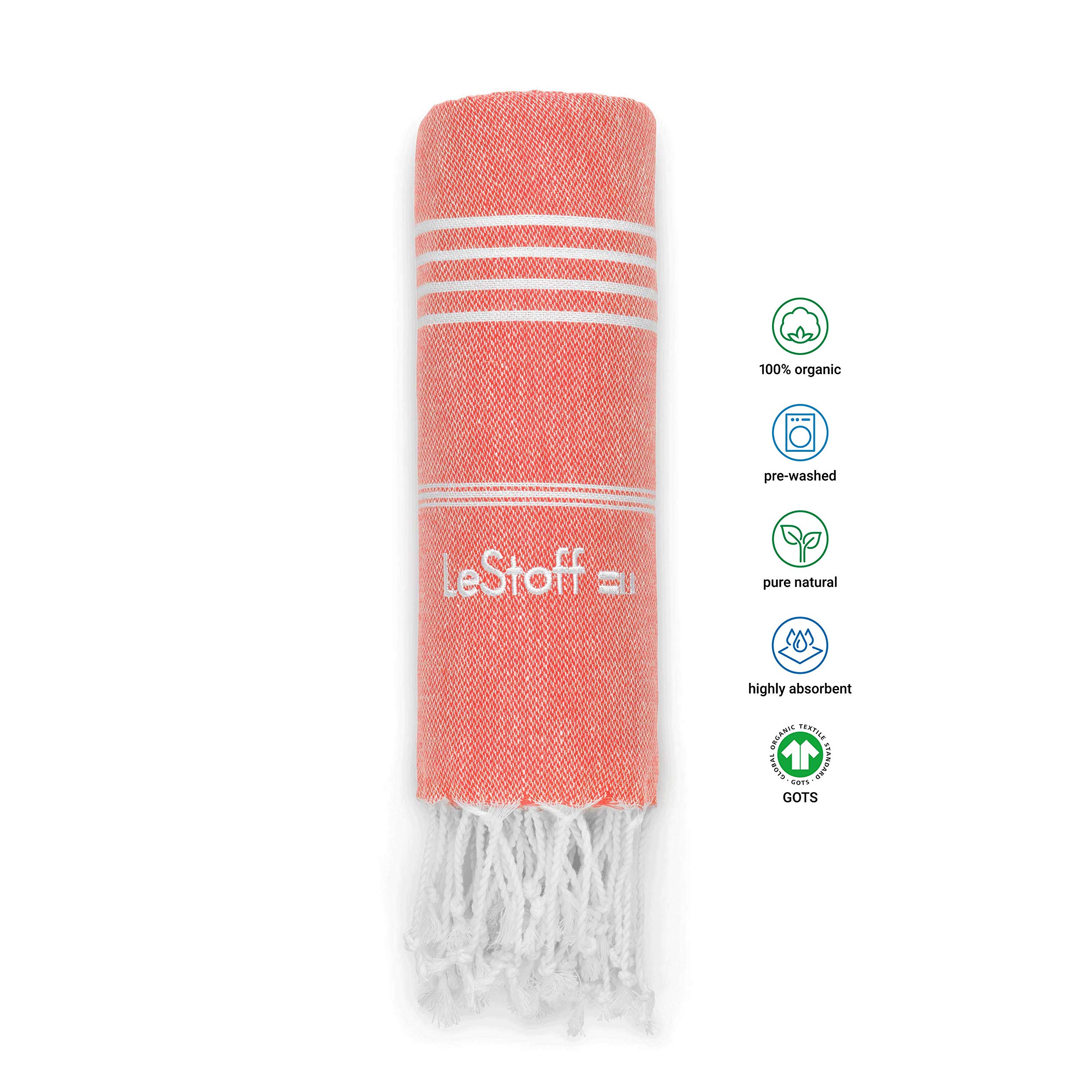 LeStoff Turkish Hammam Towel, 100% organic cotton, 95 x 180 cm, Pre-washed, Absorbent, Quick-drying, Lightweight - Image 2