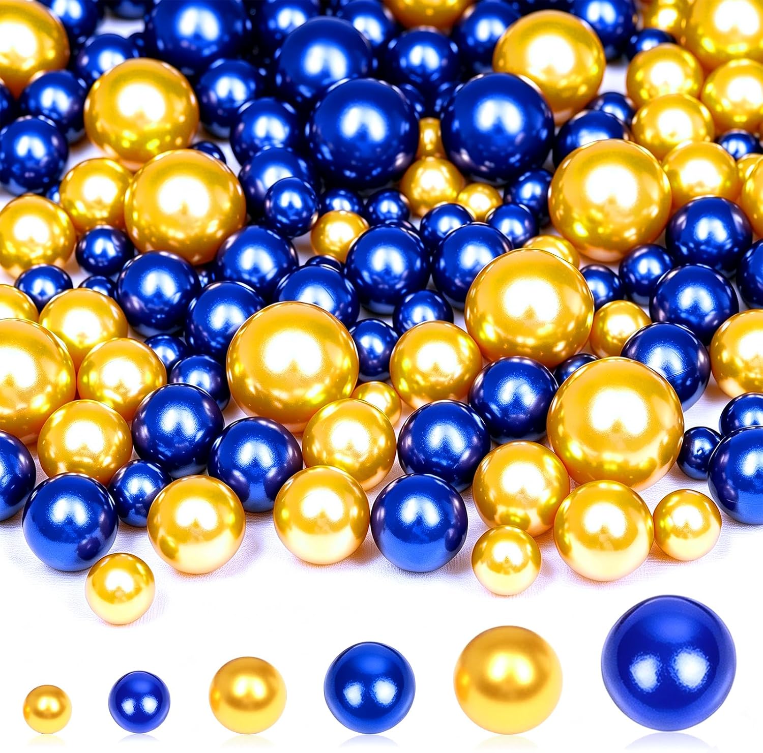 2000PCS Pearls for Crafting, Ivory No Hole Beads for Centerpieces Vases, Assorted Sizes Bulk Fake Pearls Beads for Vase Filler, Candles Centerpiece, DIY Crafts, Jewelry Making (4/6/8/10/14/20mm)