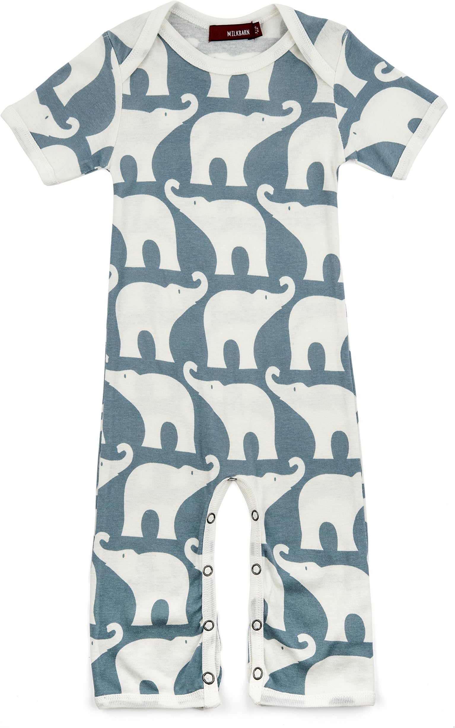 Milkbarn SS Romper 3-6M Blue Elephant
