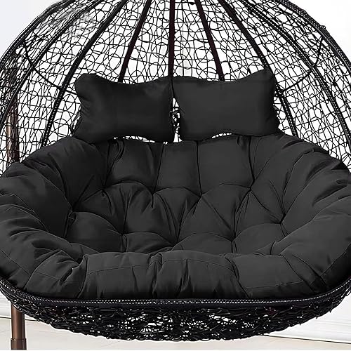 Miniatura 12 de Cojín de repuesto para silla Columpio de 2 plazas, Lavable, Grueso, Grande, de Mimbre, impermeable y resistente al sol, para balcón y patio (N,59.1