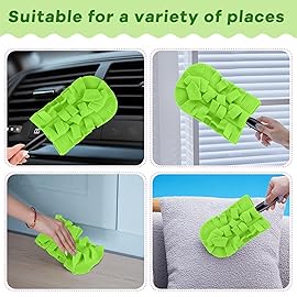 Zubebe 6 Pcs Duster Refill Reusable Fleece Duster Refills Feather Flat Dusters Multi Surface Washable Cleaning Pads Tools for Home, Blinds, Car, Pet, Furniture, Fans (Olive Green)