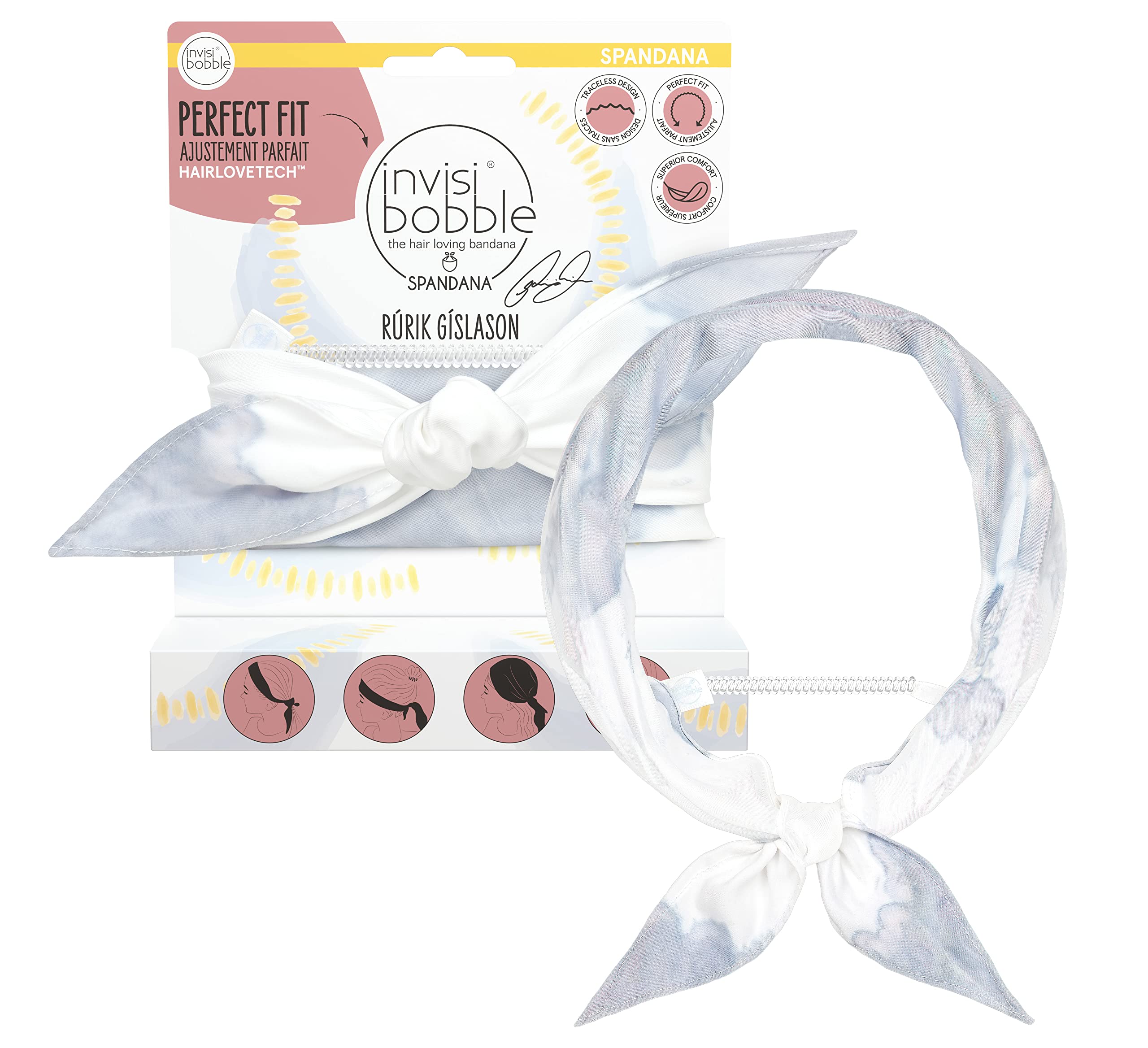 invisibobble Bandana Rúrik Gíslason Be-You-Tiful I Elastic Hair Band Pastel with Spiral Hair Scrunchie I Headband Women and Men I Hair Accessories Designed in Munich
