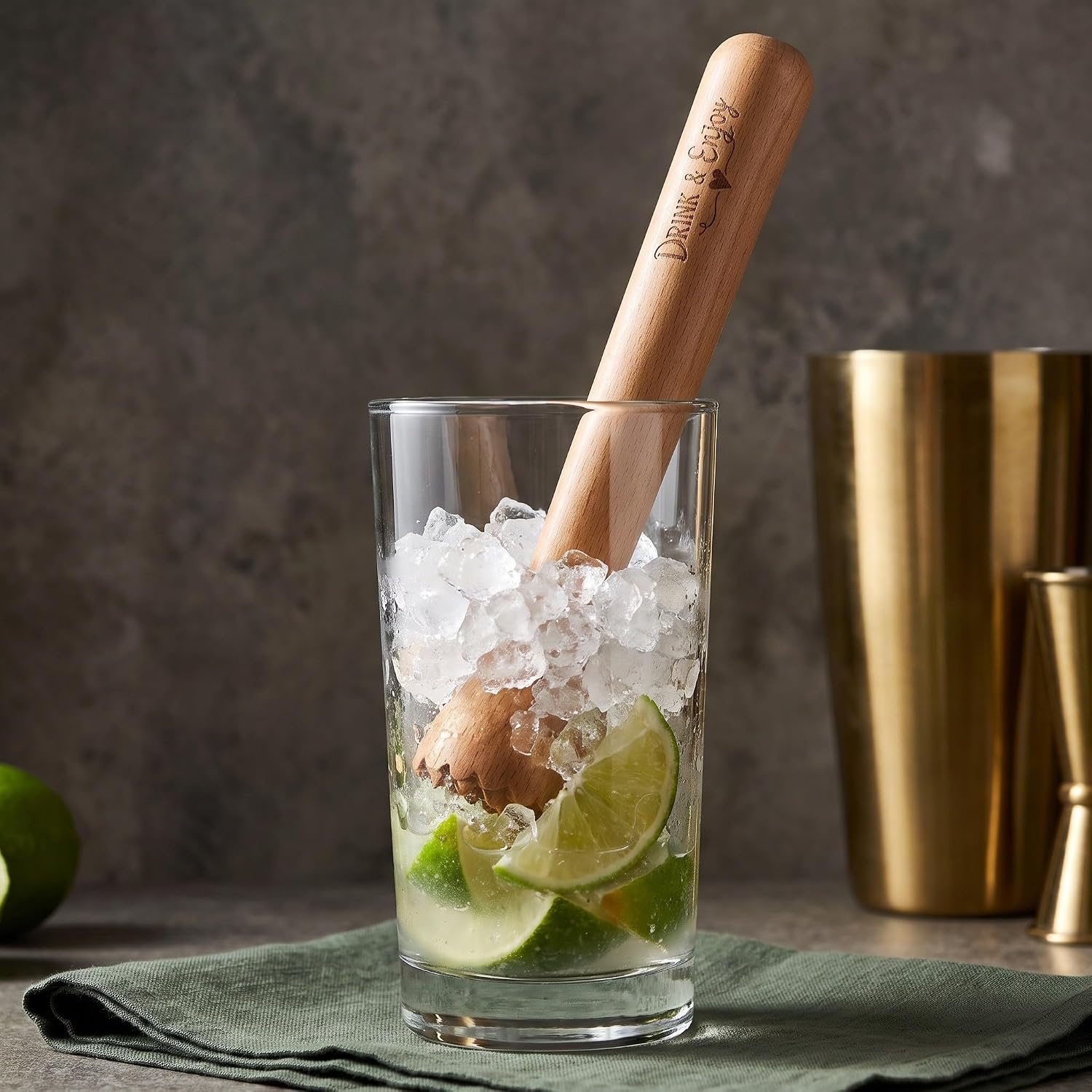 Ipetboom Wooden Muddler for Lemonade, with Grooved Head for Smashing