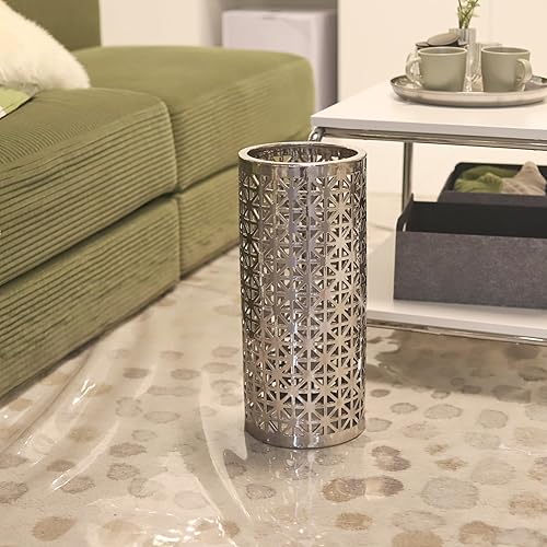 Miniatura 7 de HOZUSO Soporte de cerámica plateada para paraguas hueco para paraguas tallado a mano para entrada, oficina, puede caminar, organizador independiente