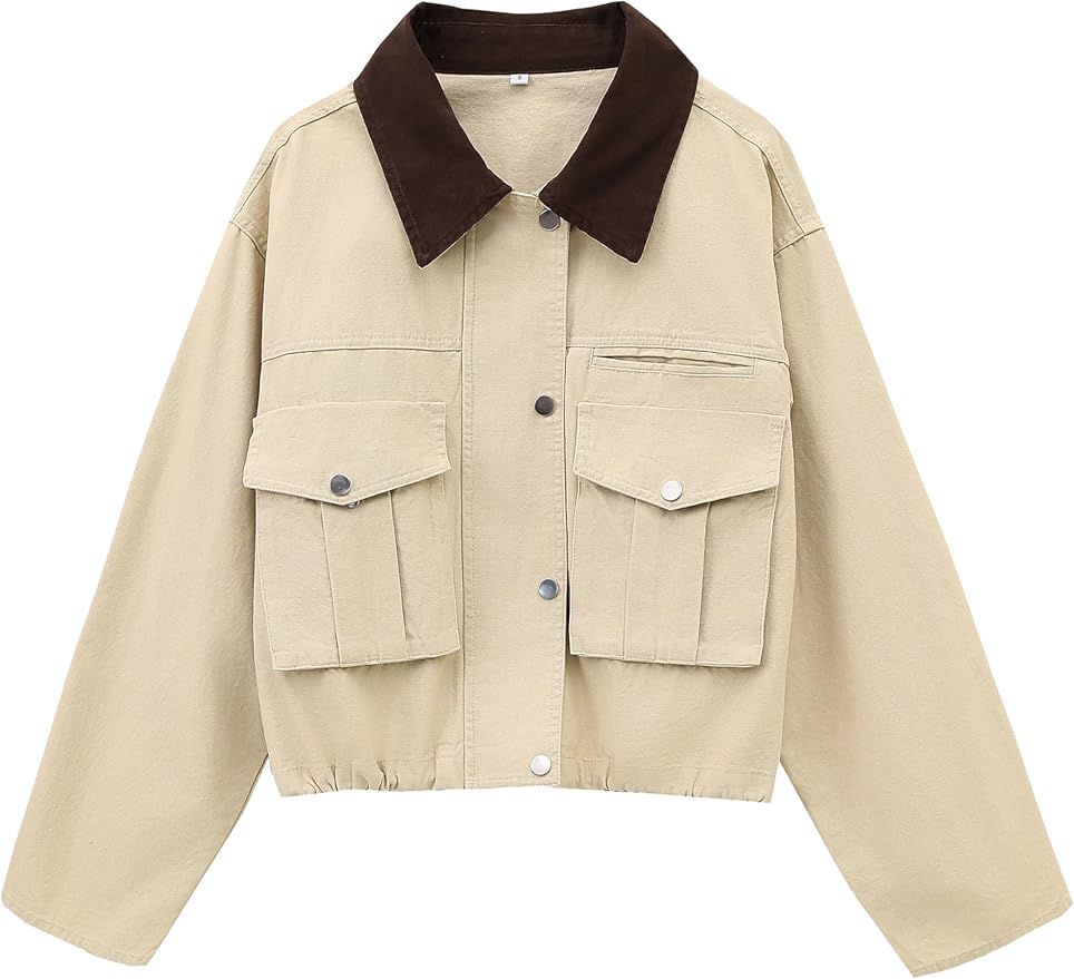 Women's Cropped Utility Cargo Barn Jacket Outwear