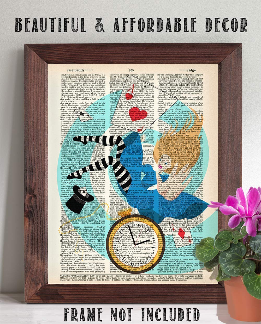 Upcycled Dictionary Art - - Classic Office and Home Decor, Library Water Color Wall Art, Animal Print Vintage Book Page Bedroom Decoration, 8.5x11 Unframed Art Poster: Alice Falls