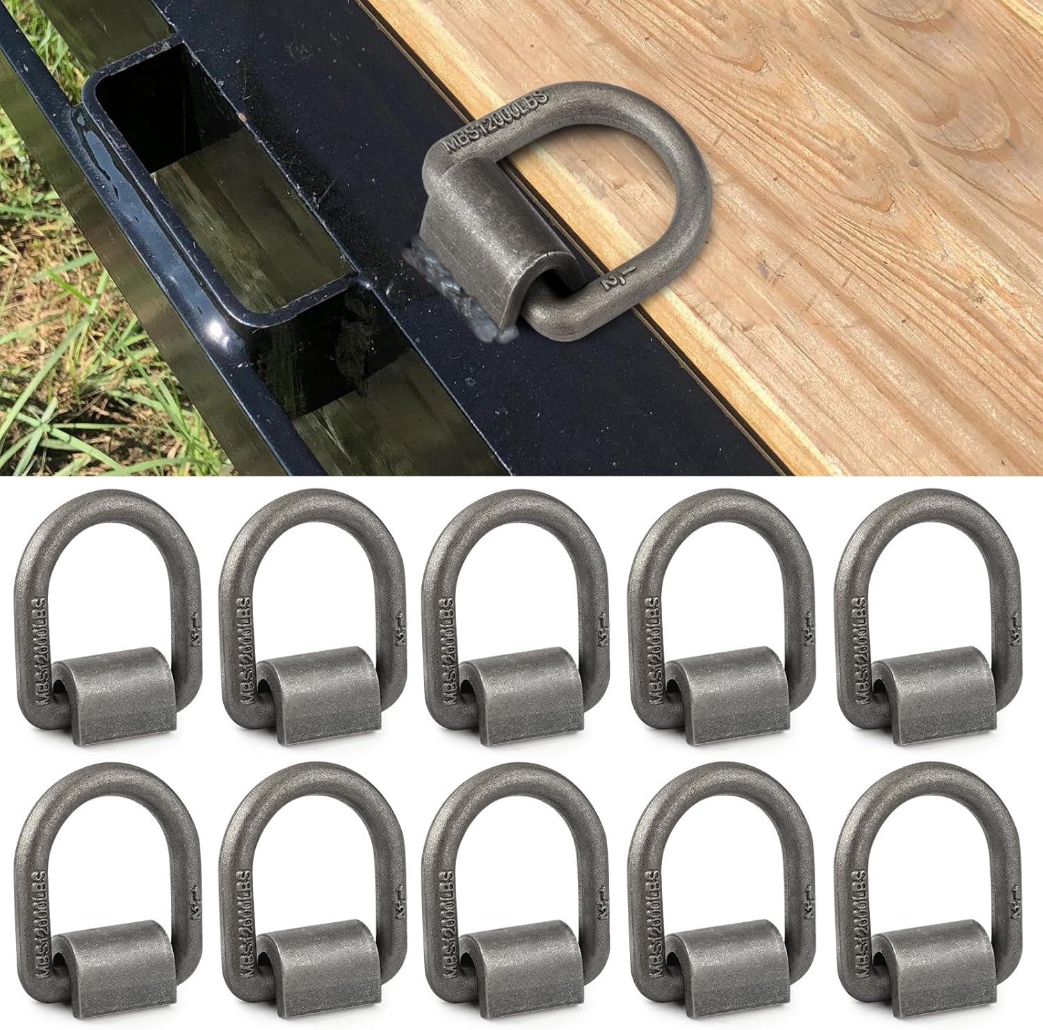 1/2" Weld-On D Ring 12,000 lbs Weld On Forged D Ring with Welding Clips for Trailers(10 Pack)