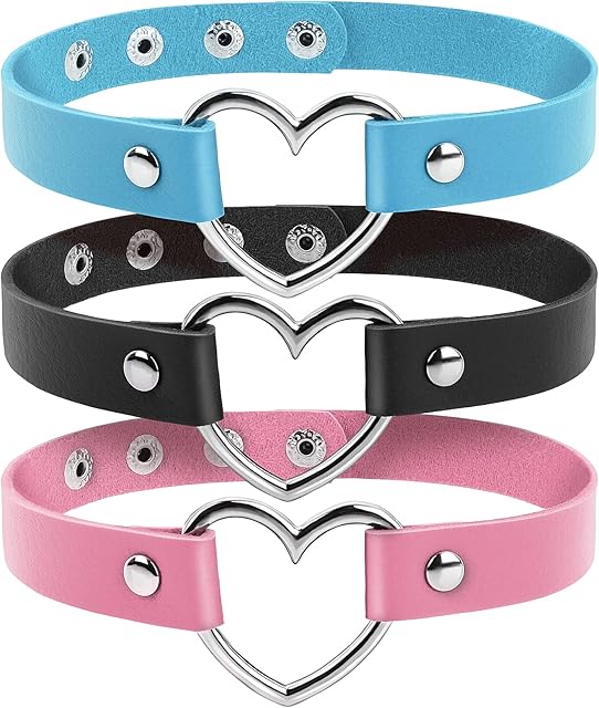 ASTER 3PCS Gothic Choker Necklace Adjustable Leather Choker Punk Collar for Women and Girls Cosplayer