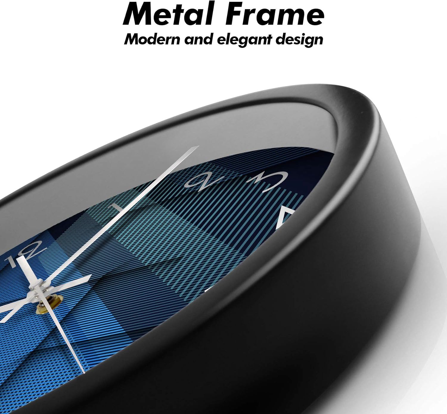 Modern Wall Clocks Battery Operated Blue Wall Analog Silent Clock Large Display Minimalist Round Quiet Non-ticking Cool Unique Wall Clocks for Living Room Bedroom Kitchen Office Bathroom Decor 14inch