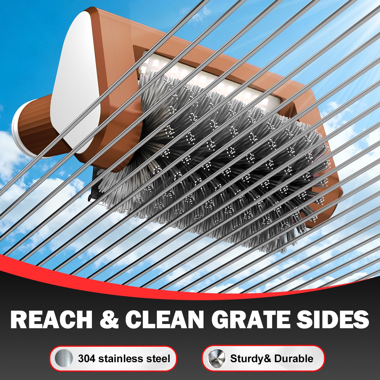 Spazzola elettrica per grill, spazzola per barbecue a 2 velocità con luce LED/schermo pulizia potente 800 giri/min, 4000 mAh/2 testine senza setole spargimento ricaricabile leggero detergente