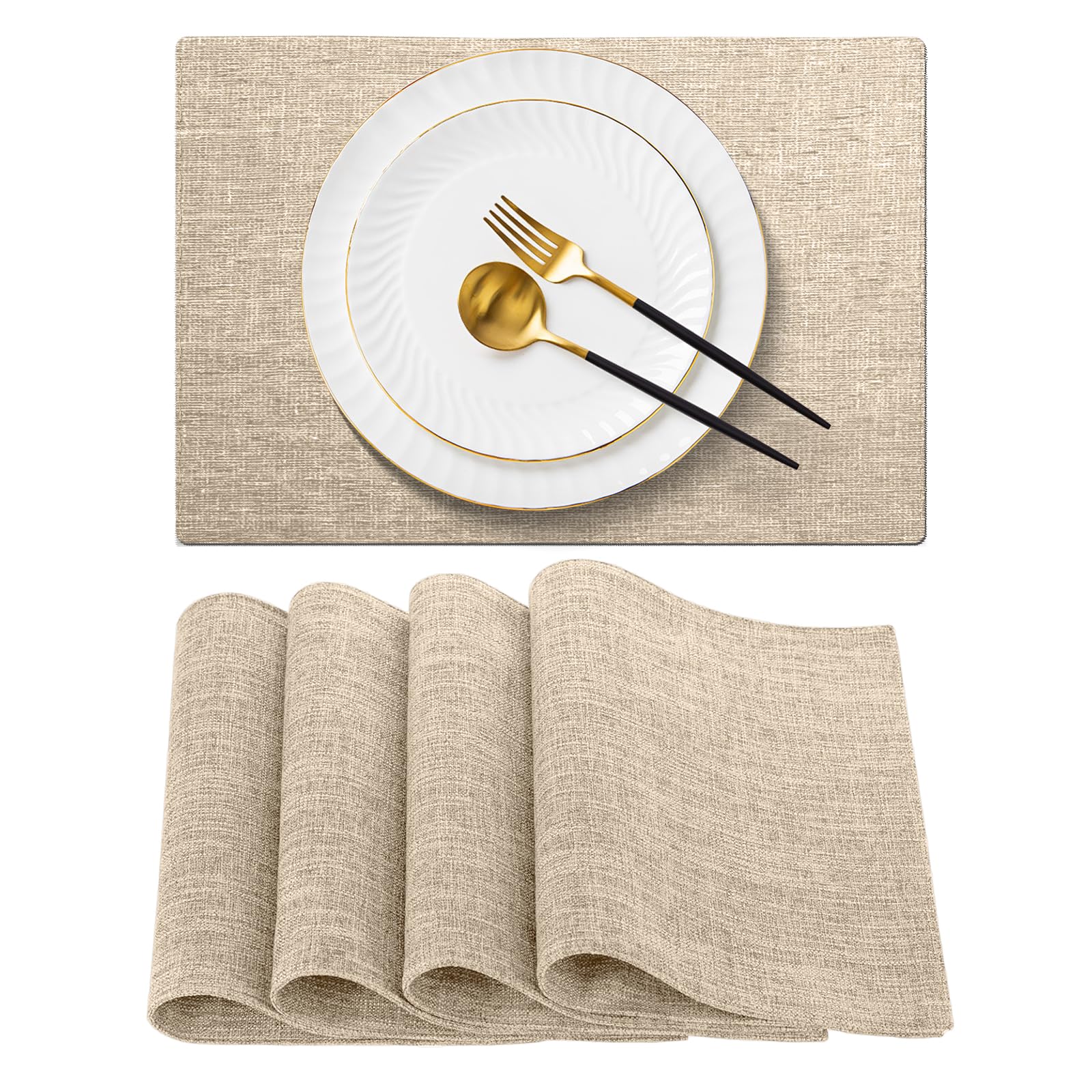 Antibacterial Linen Placemats Set, Scandinavian