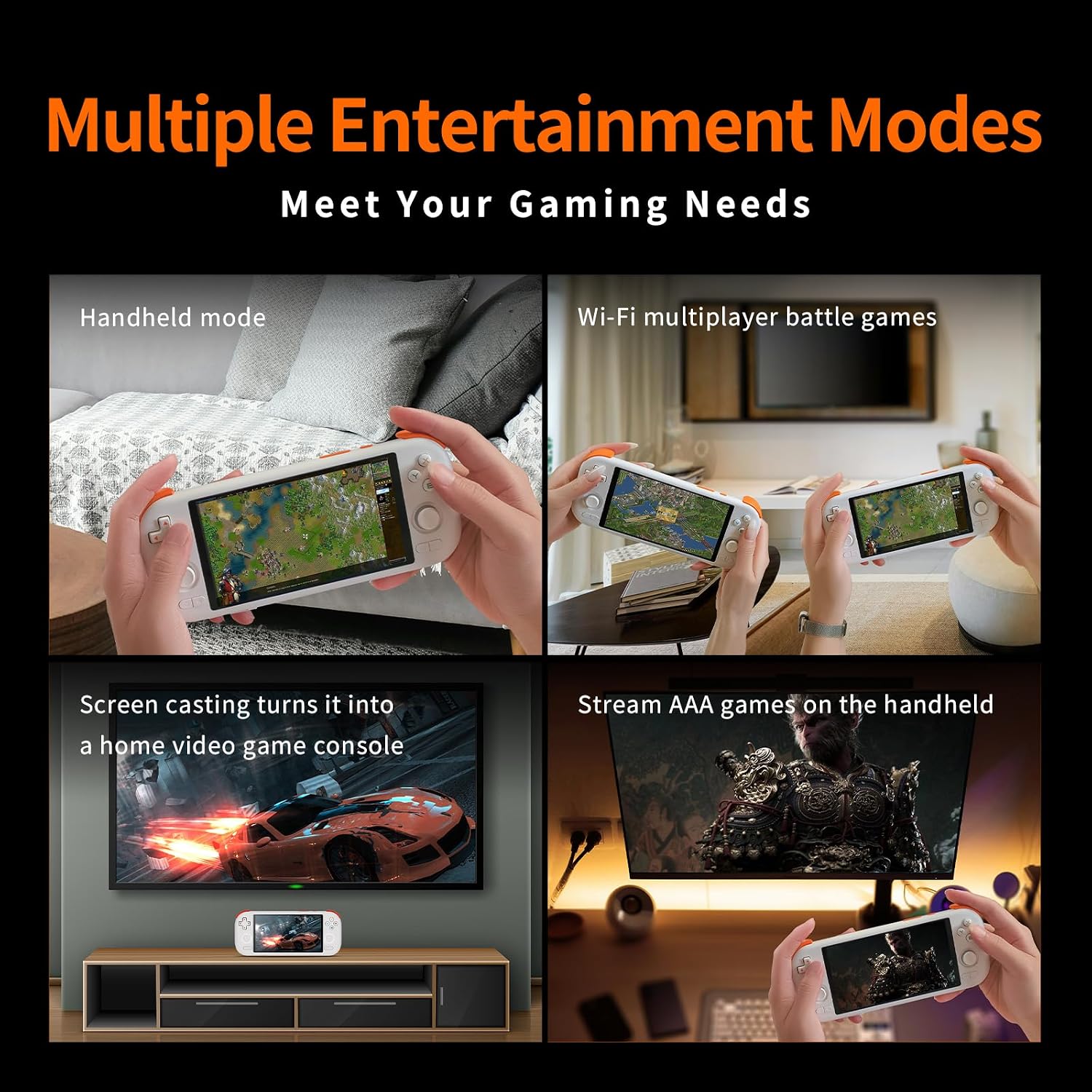 MANGMI AIR X Handheld Game Console, FHD 5.5'' IPS Screen, Android 14 System 4GB+64GB, Retro Handheld Game Console, Snapdragon 662 Processor, 5000mAh Battery Lasting 8 Hours, Multiple Modes(White)
