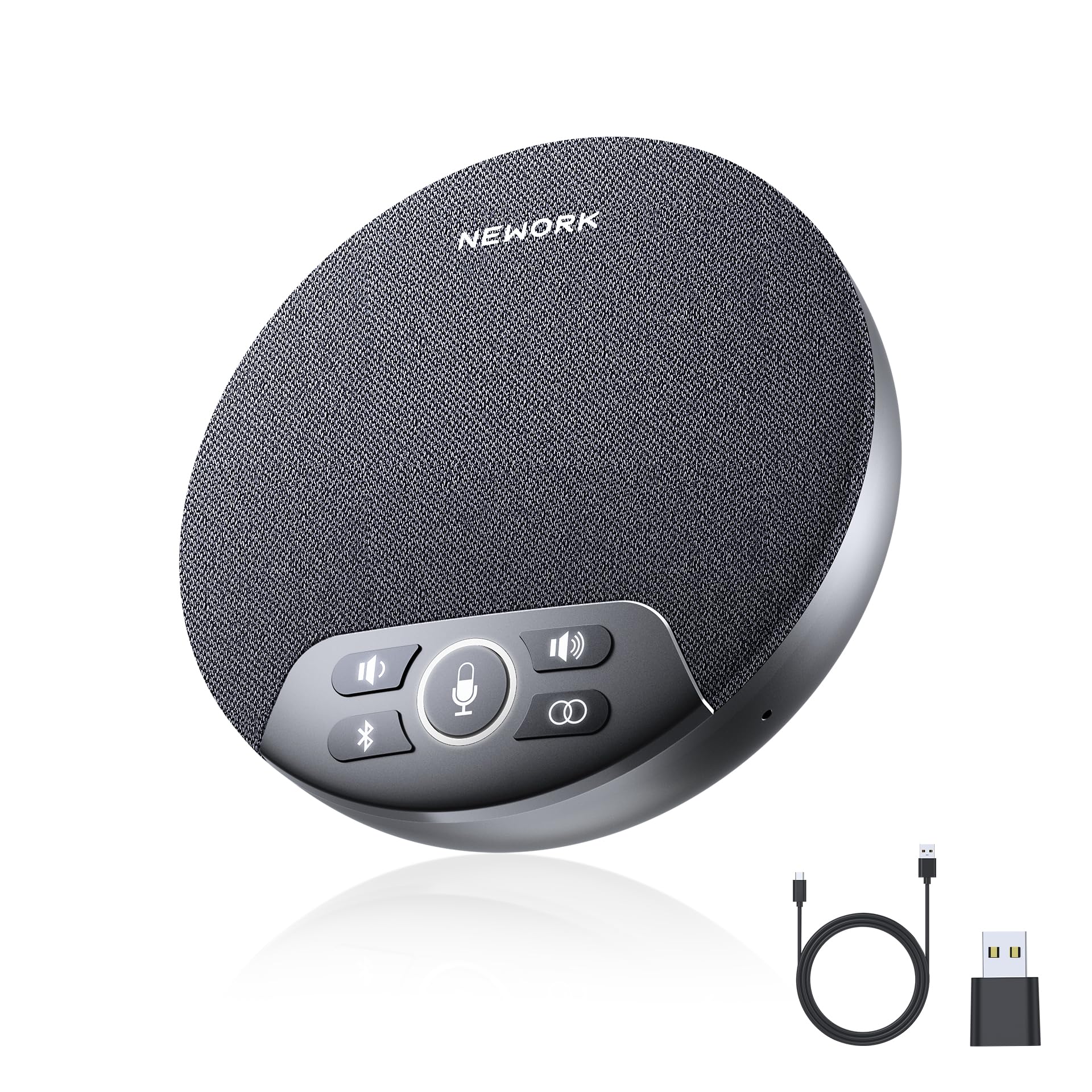 Altoparlante Bluetooth per Conferenze, 4 microfoni AI 360° voce, riduzione rumore, batteria 2600mAh, USB-C/Dongle, Daisy Chain per sale grandi, compatibile con Zoom/Teams/Skype
