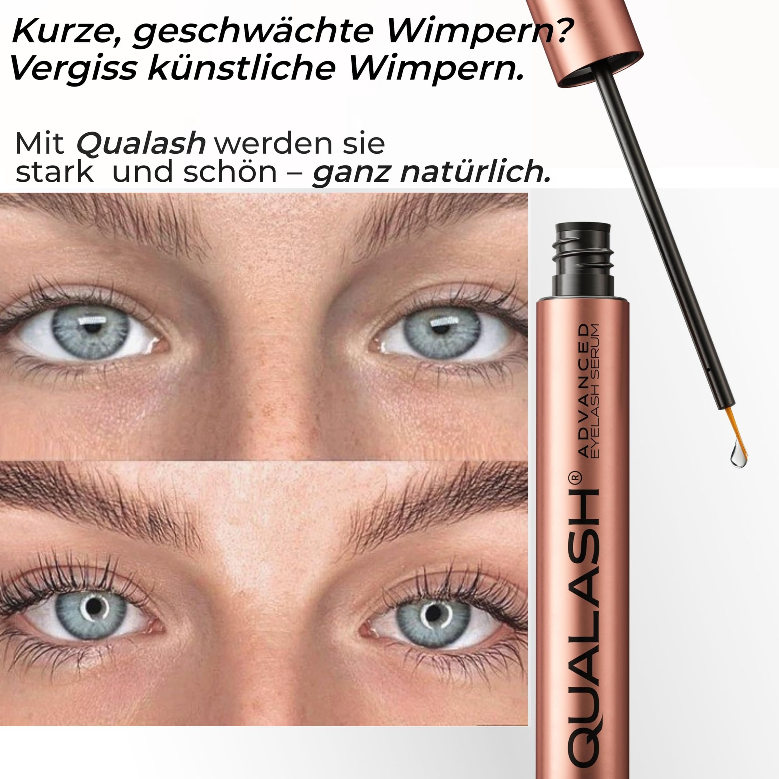 Wimpernserum für Long Lashes – QUALASH® Advanced Lash & Eyelash Serum 3,5 ml für schnell Wachstum, Testsieger mit patentierter QUA-X Wachstumsformel, sichtbare Ergebnisse in 4 Wochen klinisch getestet