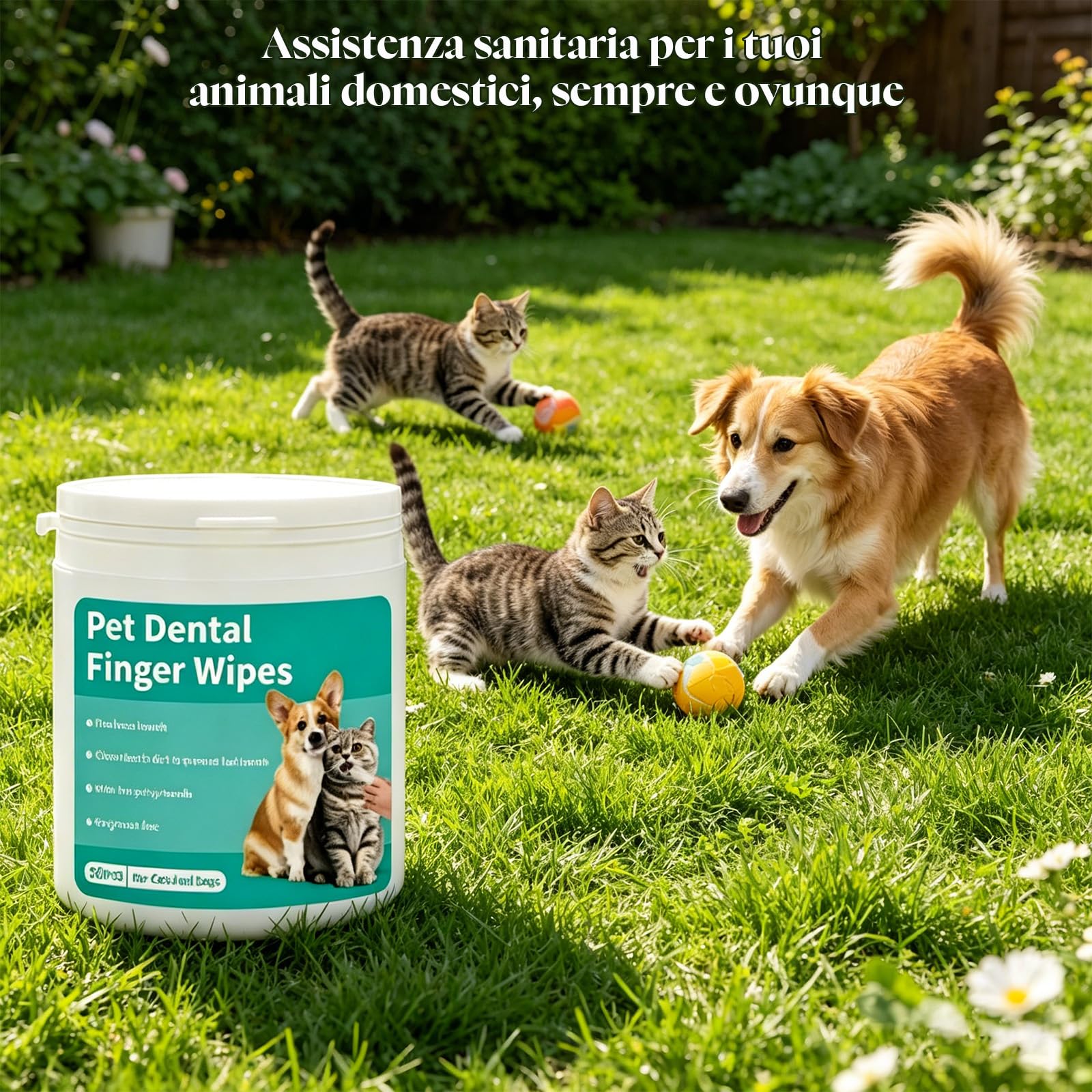 Zampalife Salviette Dentali,Salviette Denti per Alito Fresco E Rimozione Tartaro,Formula Delicata per Gengive Sensibili,Uso Quotidiano (2PCS)