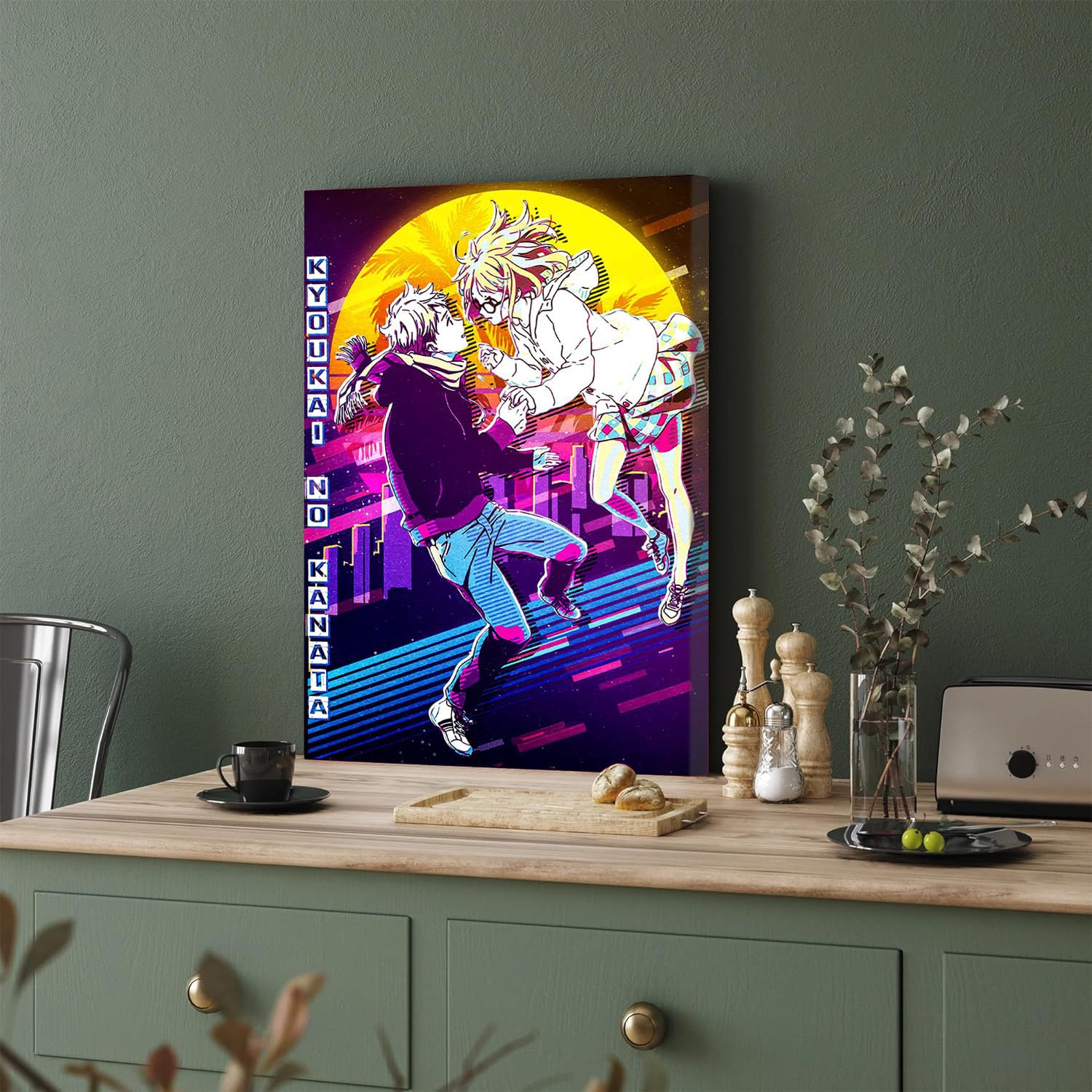 GADGETS WRAP Canvas Gallery Wrap Framed for Home Office Studio Living Room Decoration (11x17inch) - Kyoukai No Kanata Retro