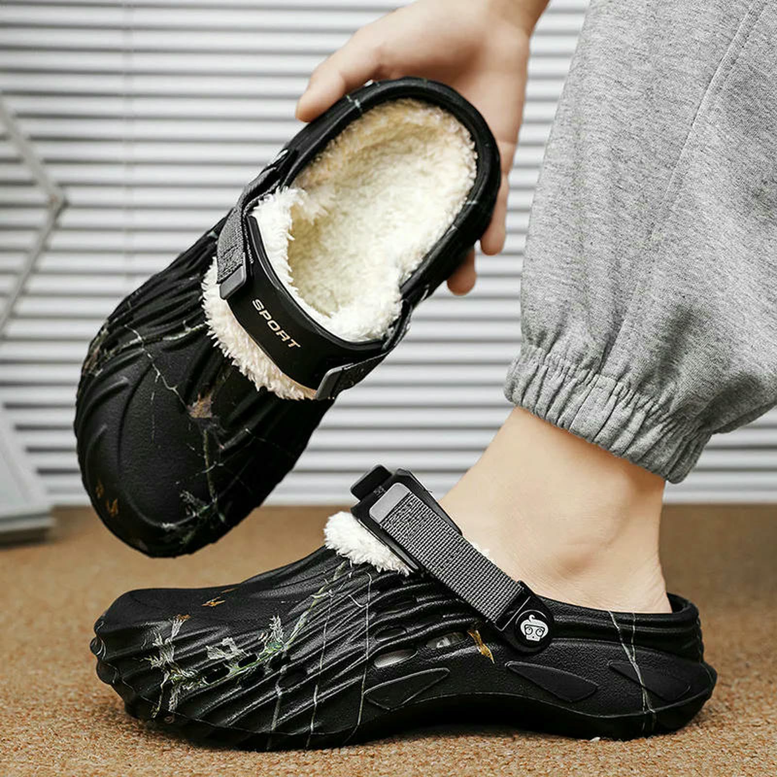 Pantofole di Cotone Caldo Rimovibili Grandi Scarpe da Giardino Perforate Eva Leggere Antiscivolo Spiaggia per L'Estate degli Uomini-grigio-45