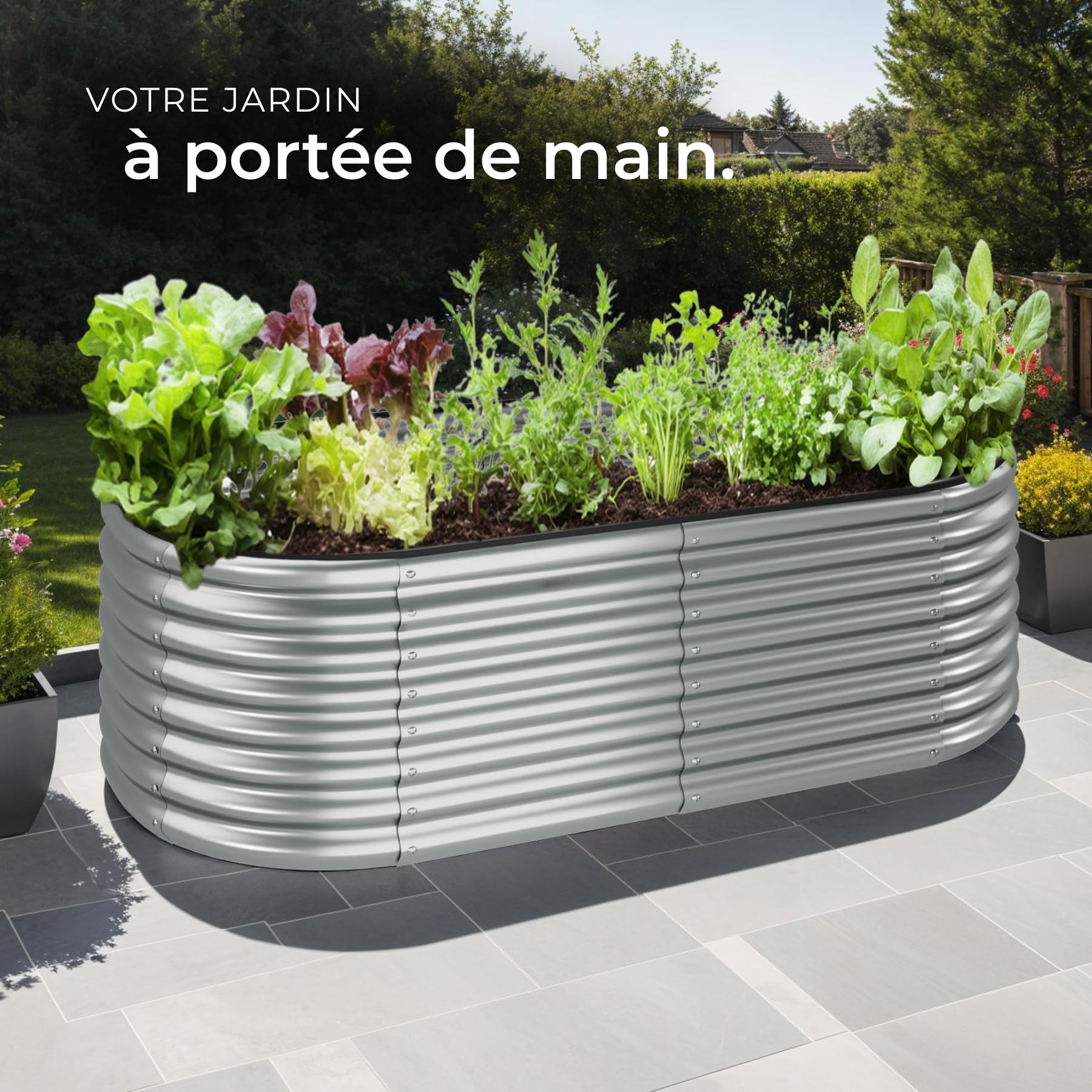 tectake® Lit de Jardin Carré Potager de Jardin surélevé, Bac à semis Jardiniere en Acier galvanisé résistant à la Rouille Serre de Jardin Jardiniere Exterieur Grande Taille 200x100x60 cm