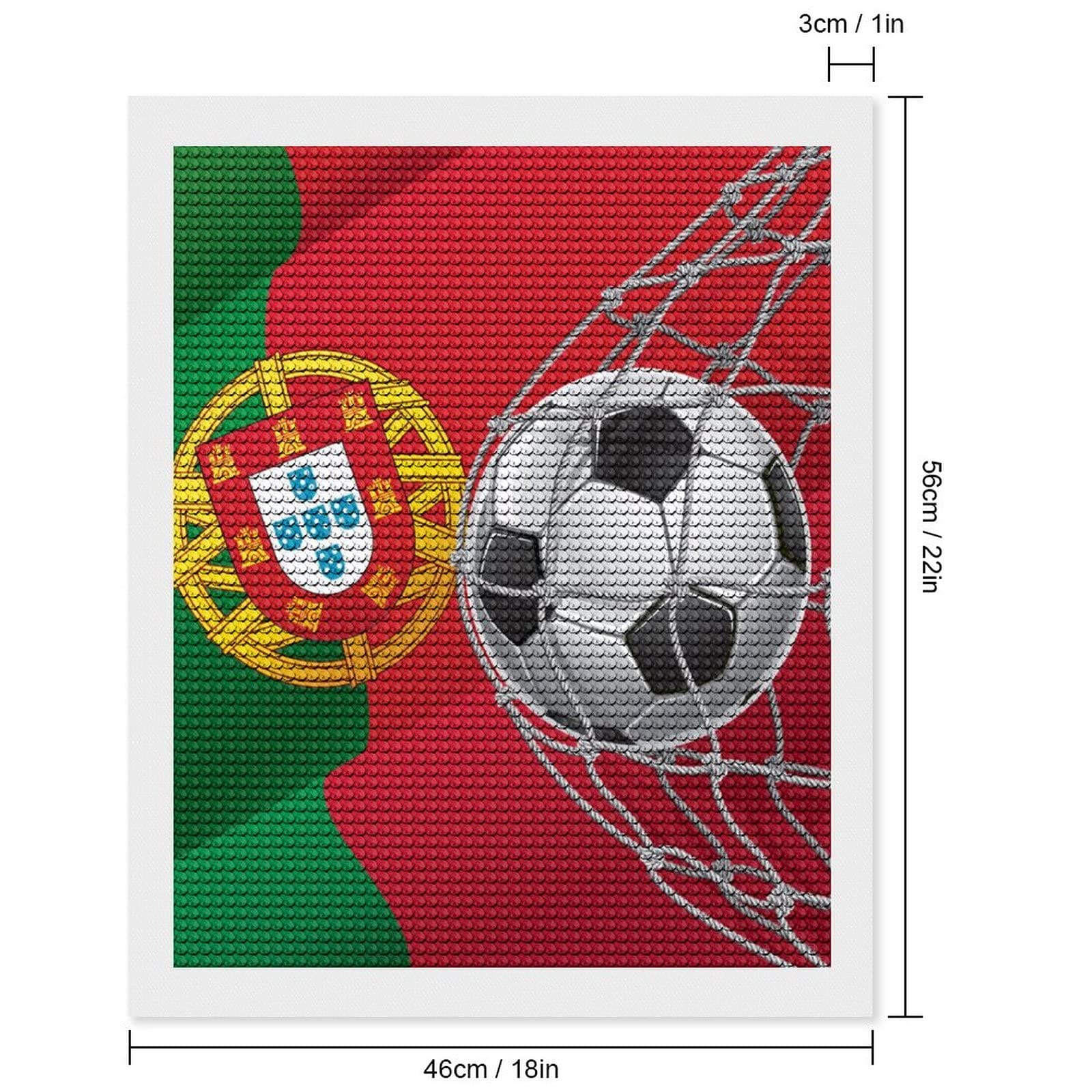 Portugal Flag Soccer Goa Round Diamond Wall Art Full Drill Painting Kits Home Wall Decoration Artwork Gifts