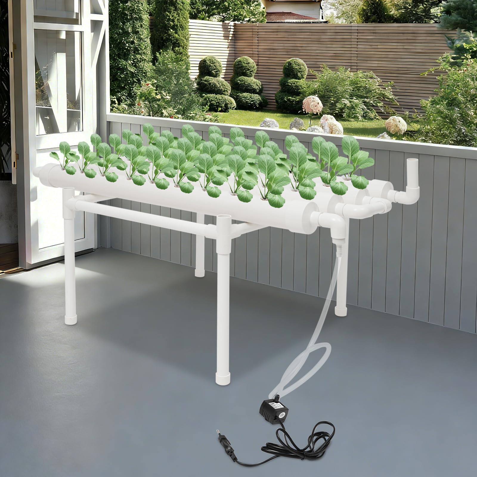 Sistema hidropónico, kit de cultivo hidropónico, sistema de cultivo de 36 ubicaciones de PVC, riego automático, para hierbas, frutas y verduras
